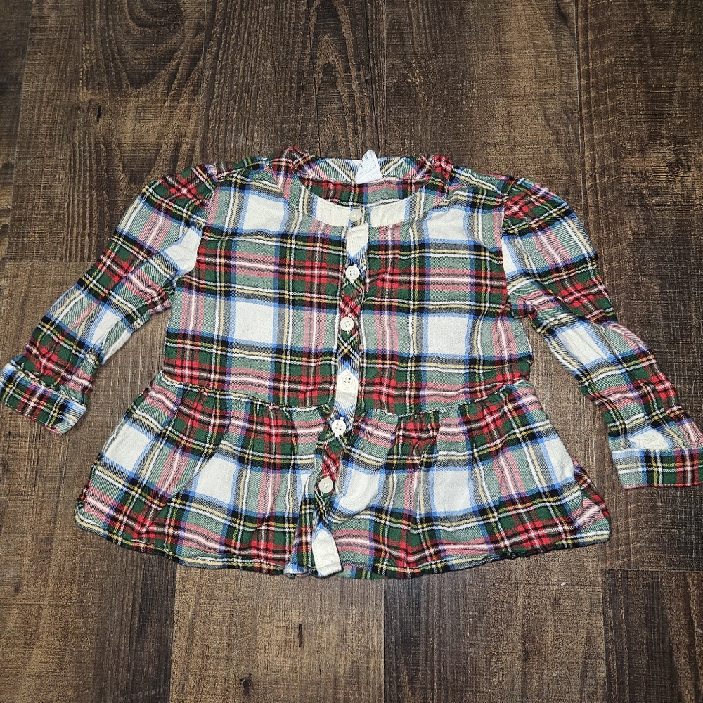 5/$10 🌞 Baby Gap Plaid Flannel Peplum Top